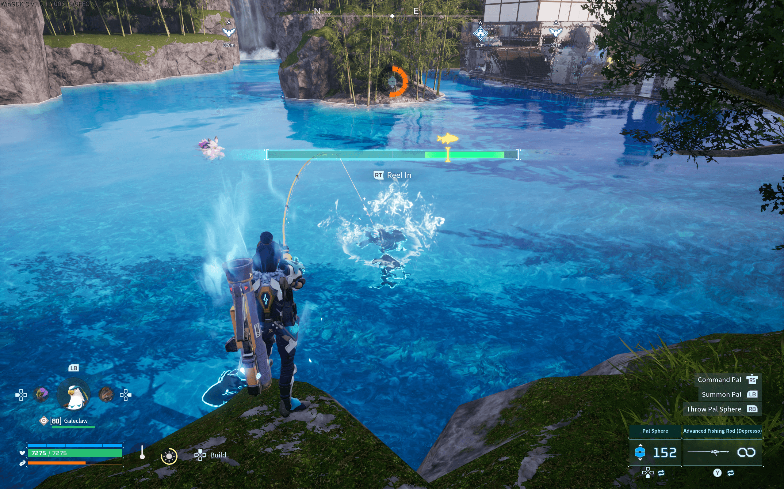 Reeling during the fishing minigame