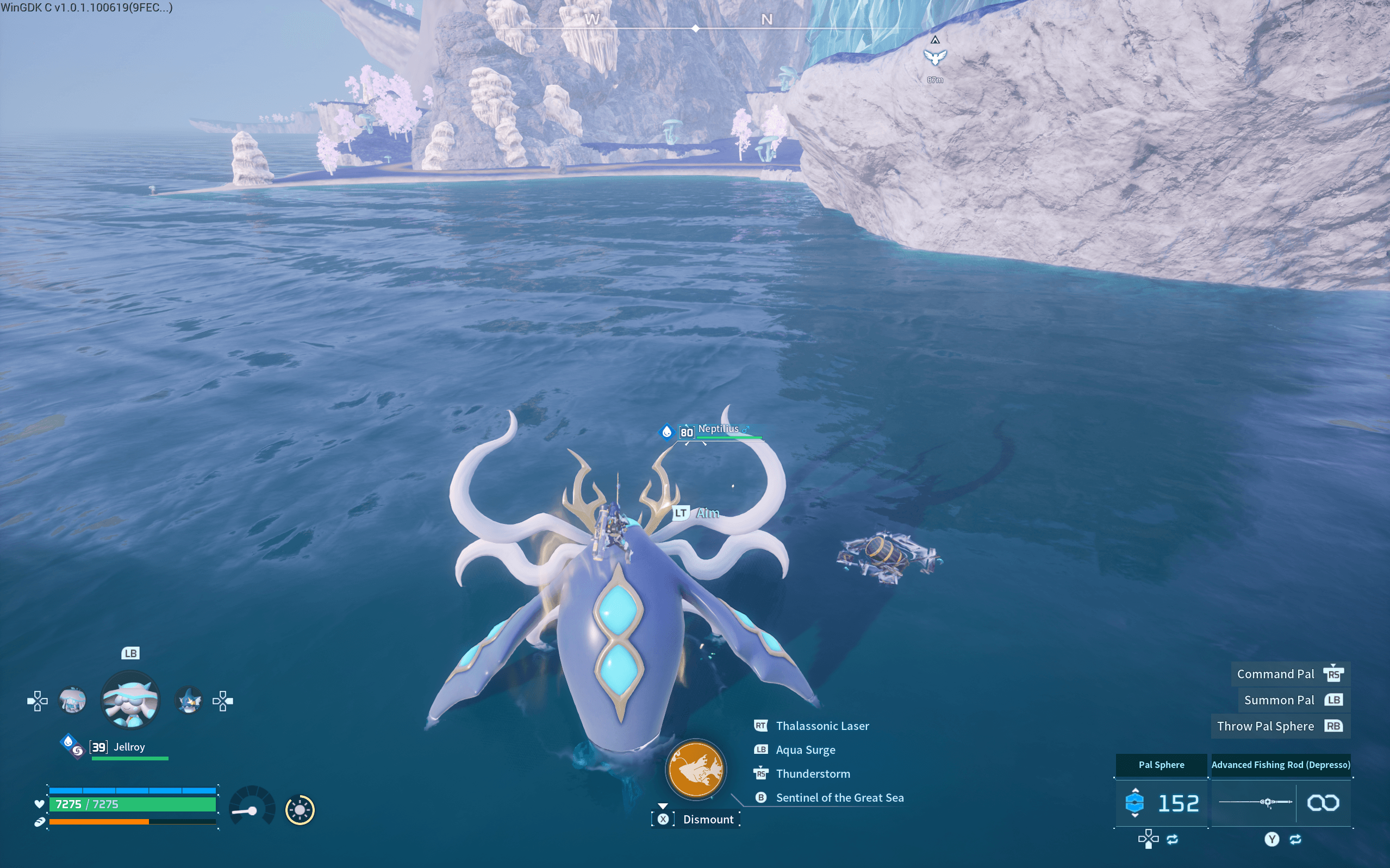 Approaching salvage wreckage on a Water mount